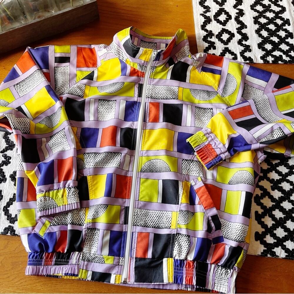 Vintage Prince Practice Gear Colorful Full Zip Jacket Tennis Pickleball Preppy S
